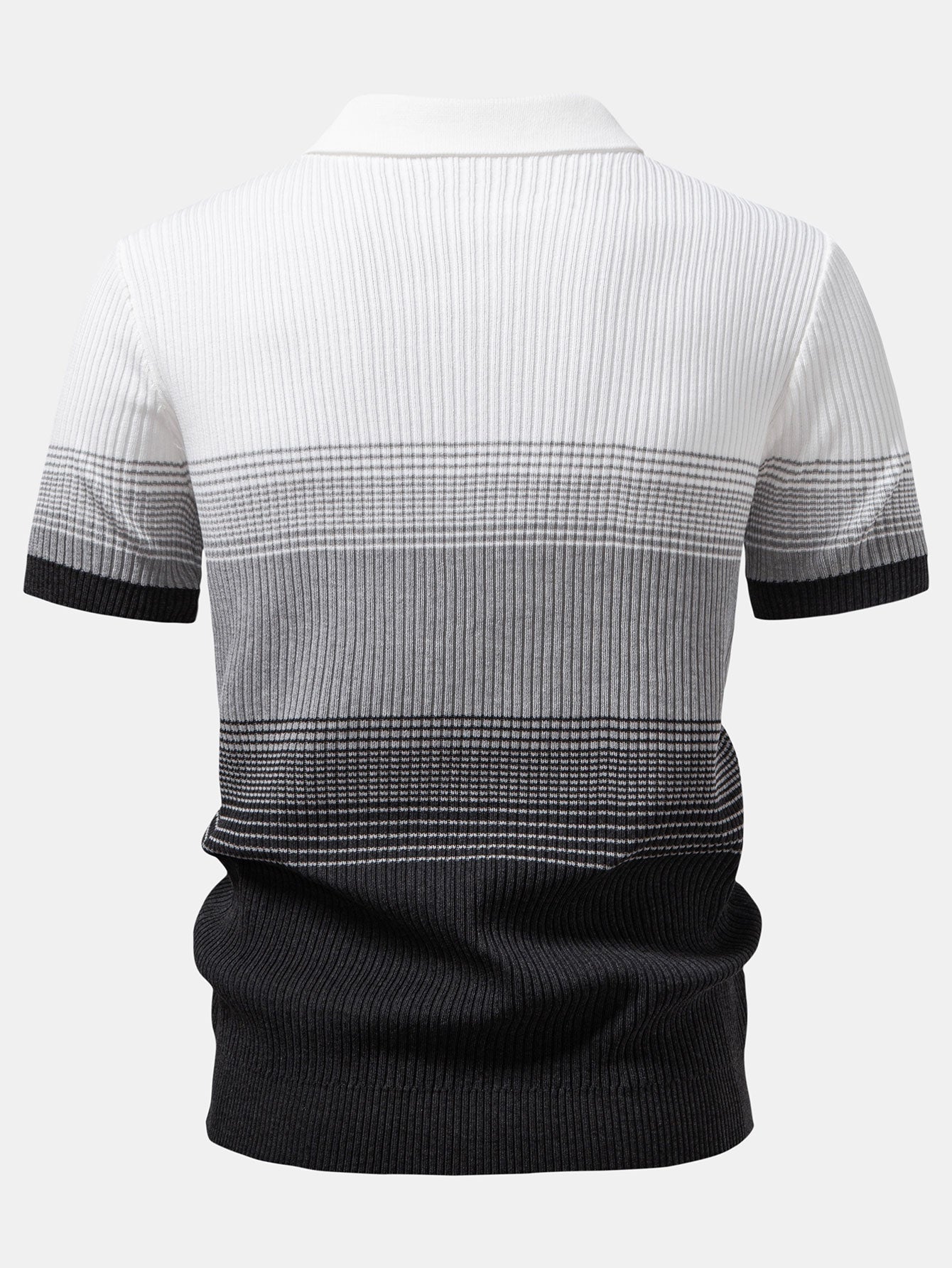 Striped Gradient Knitted Polo Shirt