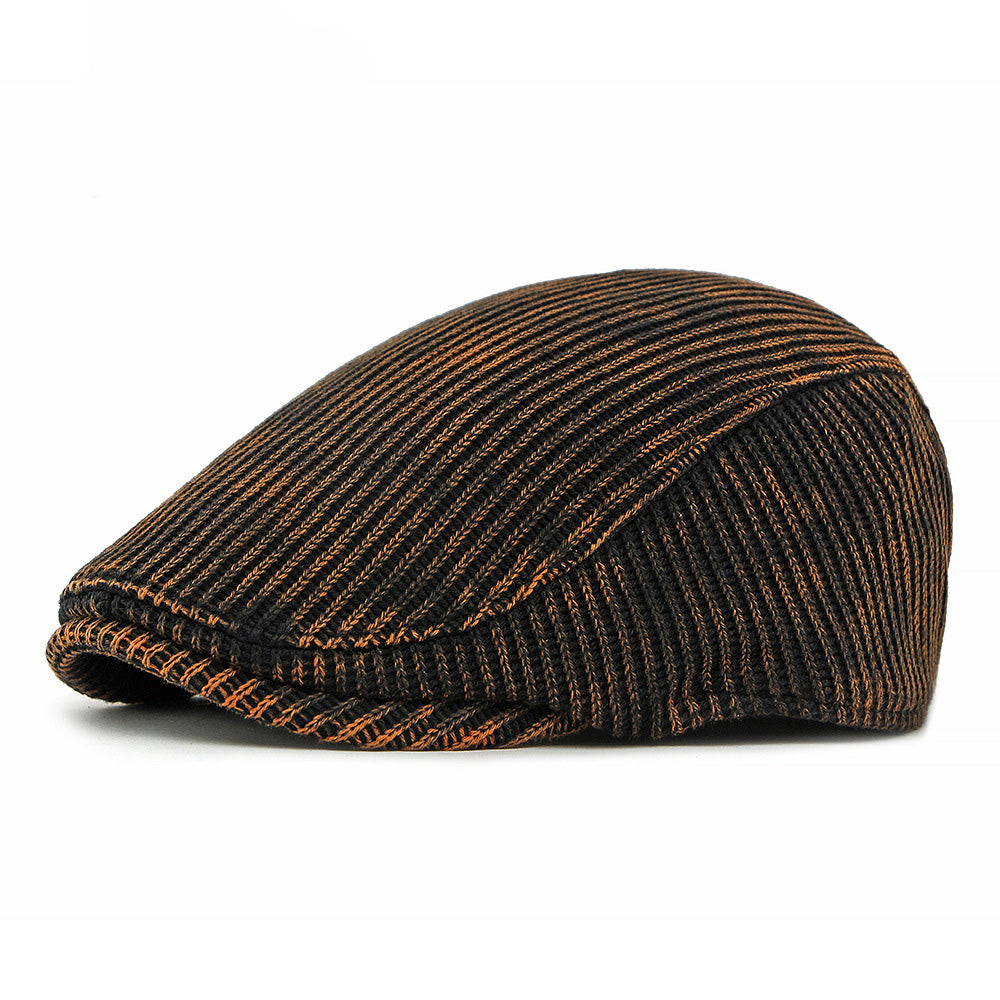 Men's Vintage Navy Blue Tie Dye Knitted Adjustable Flat Cap