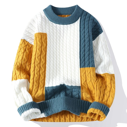 Mogghal | Patchwork Loose Pullovers Knitting Sweater