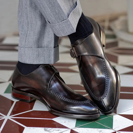 Business | Single Monkstrap Split-Toe Dress Shoe Coffee