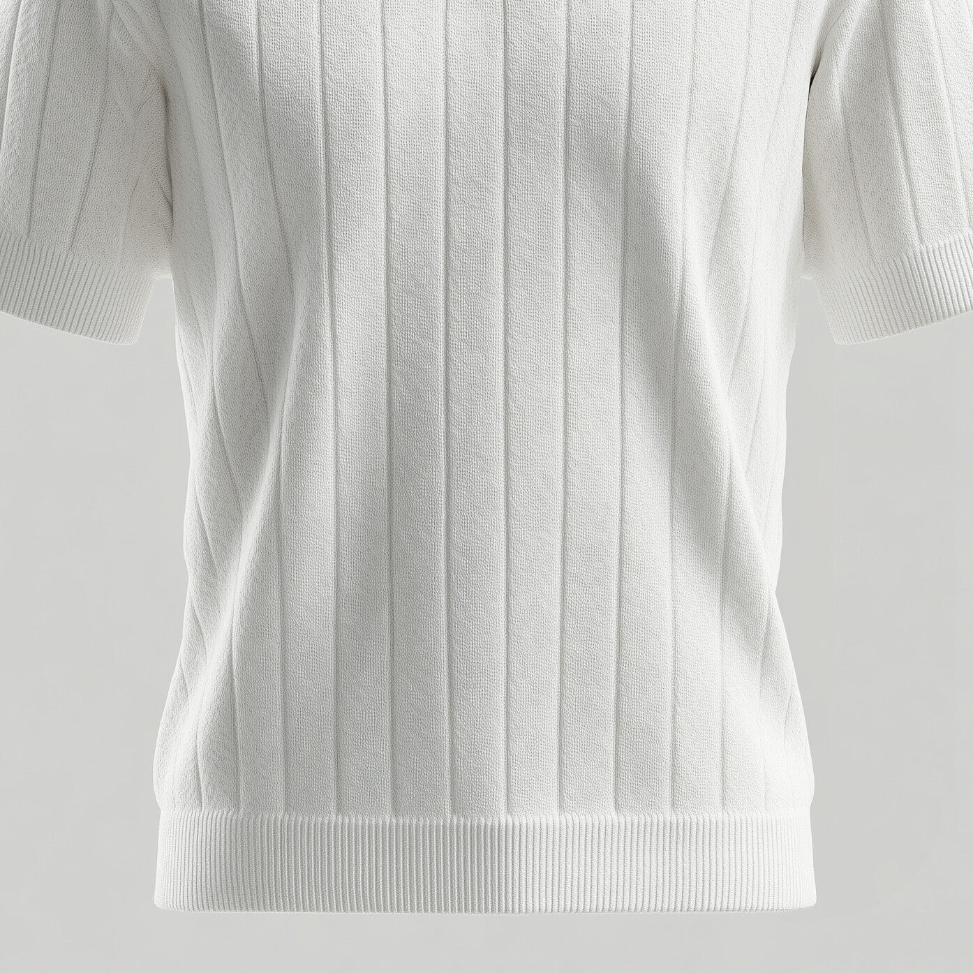 Men's Ribbed Knit V Neck Black Striped Short Sleeve T-Shirt