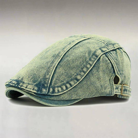 Men's Vintage Adjustable Washed Denim Newsboy Cap