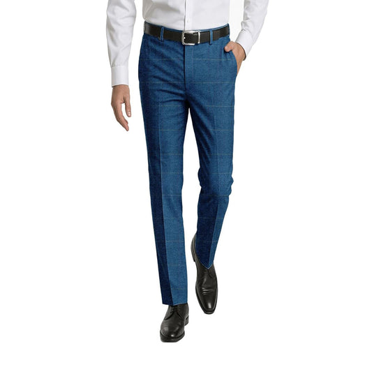 Mogghal | Classic Fit Slim Dress Pants, Tweed Plaid Suit Pants