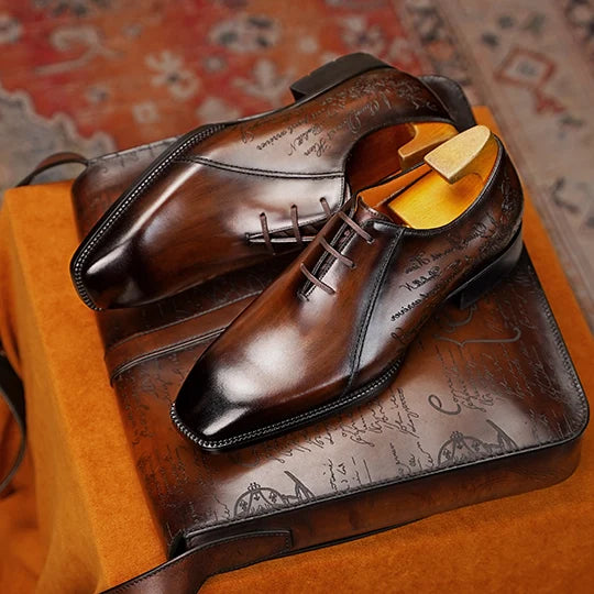 EMBOSSED - Men Plain Oxfords Full Grain