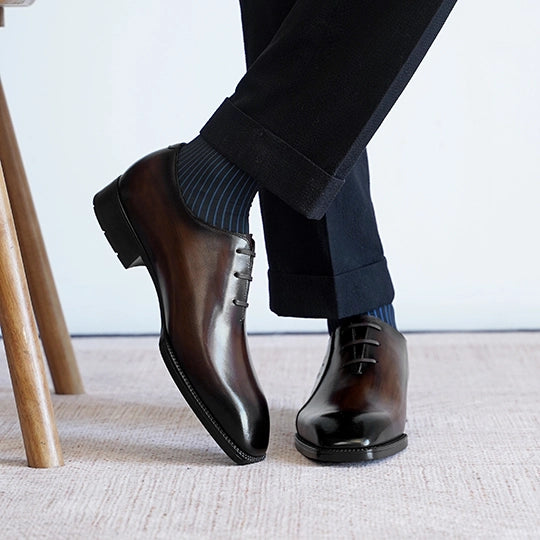 EMBOSSED - Men Plain Oxfords Full Grain