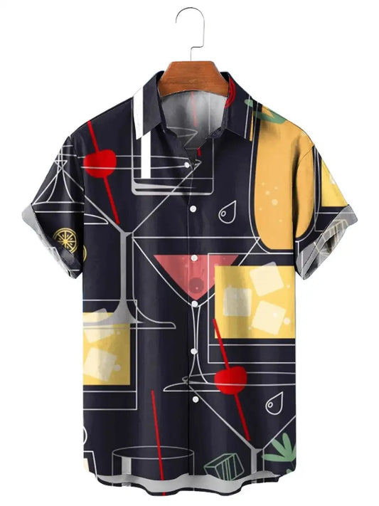 Mogghal | Summer Lapel Plaid Printed Short Sleeve T-Shirt