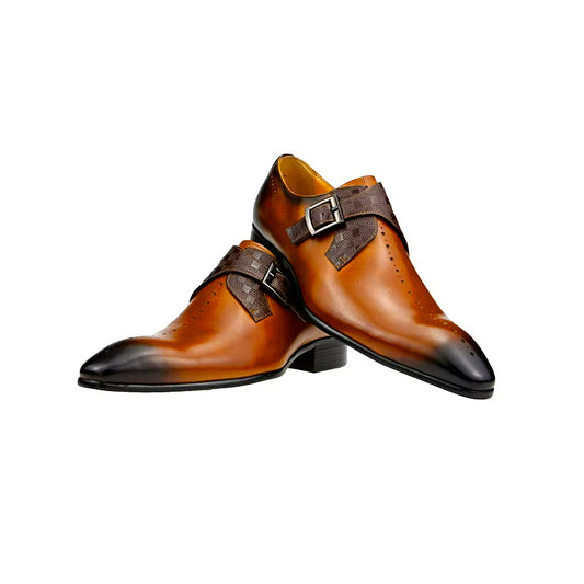 Mogghal | Monk Style Business Party Genuine Cow Leather Handmade Loafers Casual Shoes