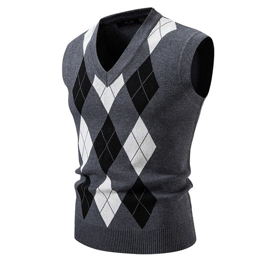Mogghal | V Neck Sleeveless Casual Slim Fit Sweater