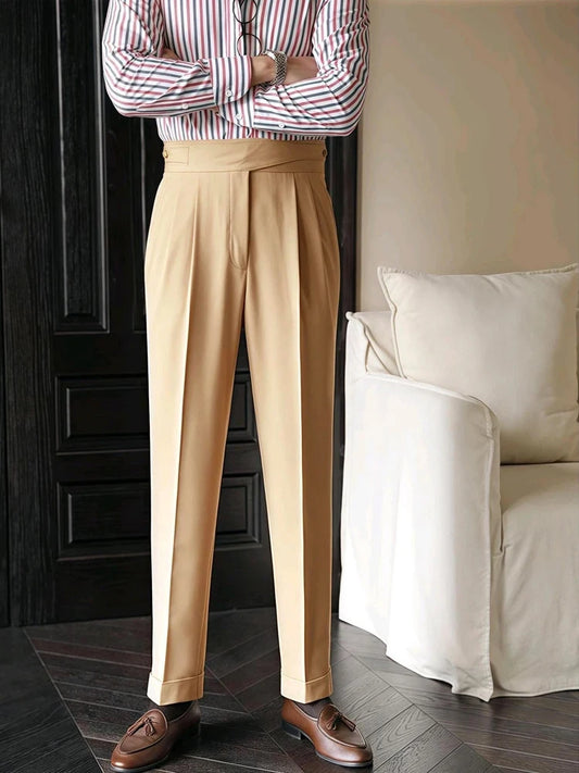 Mogghal | Moneglia Ribbed Straight Fit Pleated Trousers