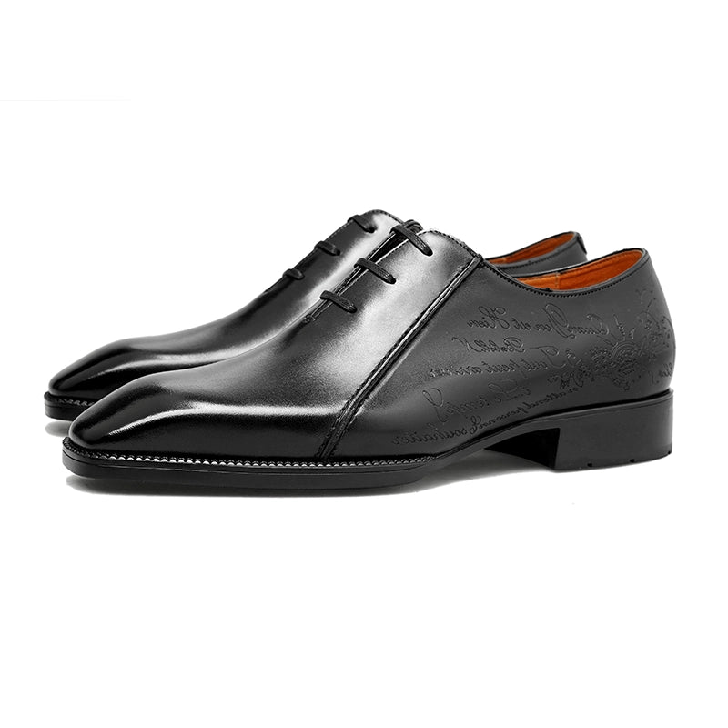 EMBOSSED - Men Plain Oxfords Full Grain