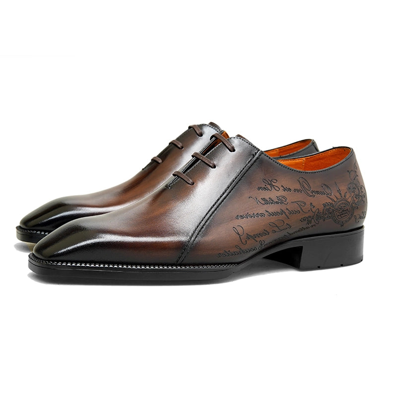 EMBOSSED - Men Plain Oxfords Full Grain