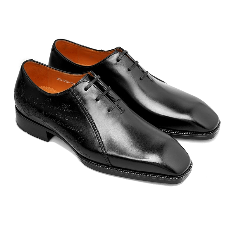 EMBOSSED - Men Plain Oxfords Full Grain