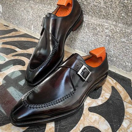 Business | Single Monkstrap Split-Toe Dress Shoe Coffee