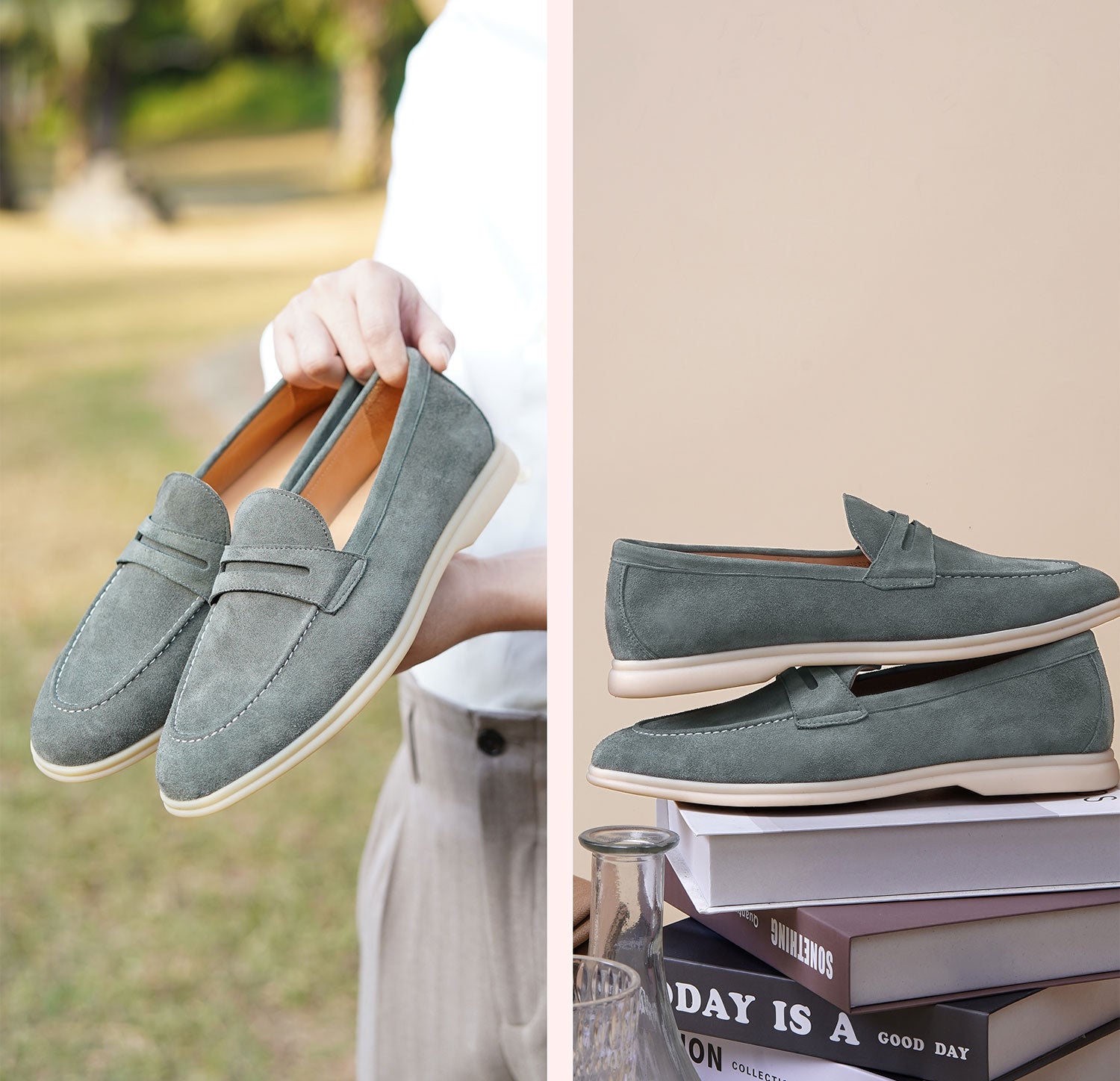 BREEZE - Men Suede Penny Loafers